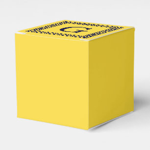 Pineapple, Navy Blue Greek Key #1 Framed Monogram Favour Box