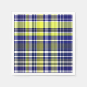 Pineapple Navy Blue White Preppy Madras Plaid Napkin