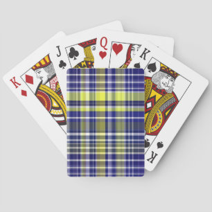Pineapple Navy Blue White Preppy Madras Plaid Playing Cards