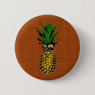 Pineapple Newsprint 6 Cm Round Badge
