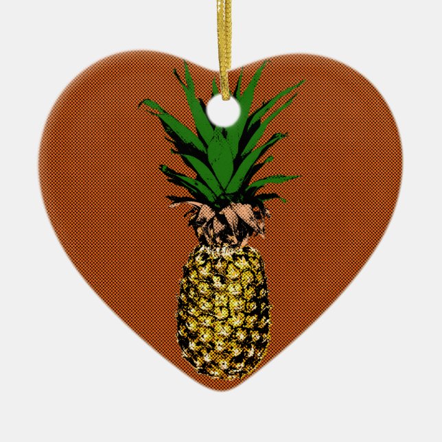 Pineapple Newsprint Ceramic Tree Decoration (Front)