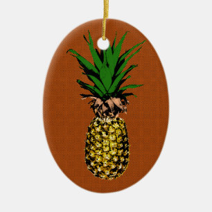Pineapple Newsprint Ceramic Tree Decoration