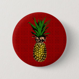 Pineapple Newsprint Image 6 Cm Round Badge