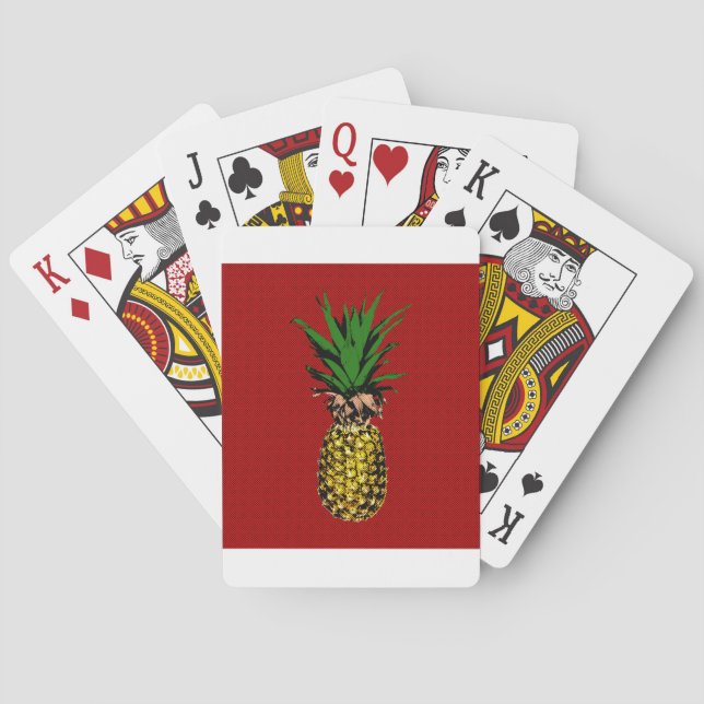 Pineapple Newsprint Image Playing Cards (Back)