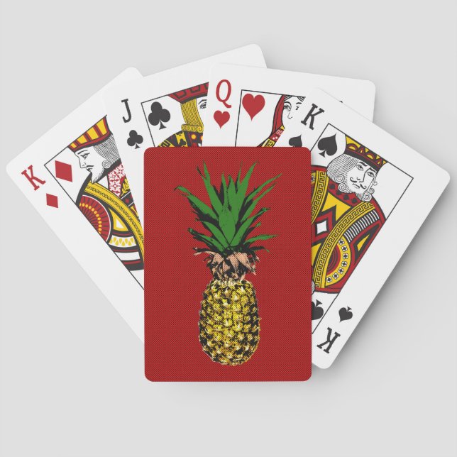 Pineapple Newsprint Image  Playing Cards (Back)