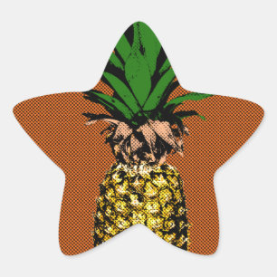 Pineapple Newsprint Star Sticker