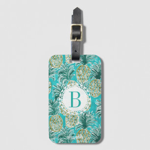 PINEAPPLE O'CLOCK Tropical Watercolor Monogram Luggage Tag
