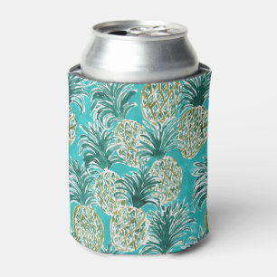 PINEAPPLE O'CLOCK Tropical Whimsical Watercolor Can Cooler