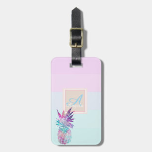 Pineapple  Ombre Striped  Monogram-Personalised Luggage Tag