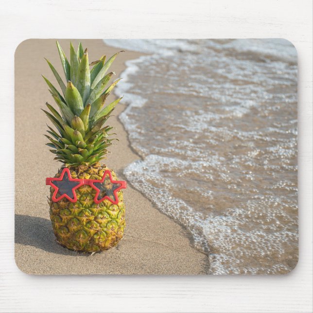 Pineapple On Beach Sand Mouse Mat (Front)