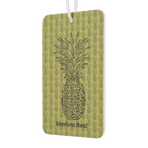 Pineapple on Green Background Pattern Car Air Freshener