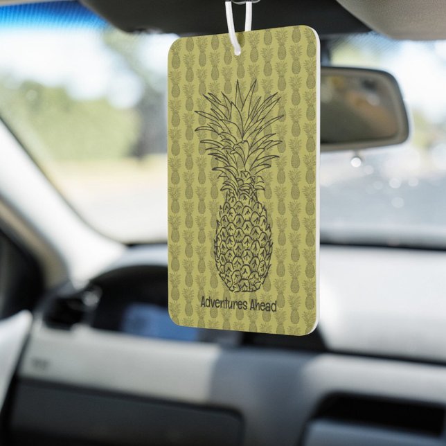 Pineapple on Green Background Pattern Car Air Freshener (Creator Uploaded)