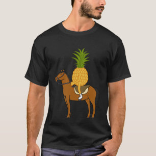 Pineapple on Horse Ironic Horseriding Fruits T-Shirt