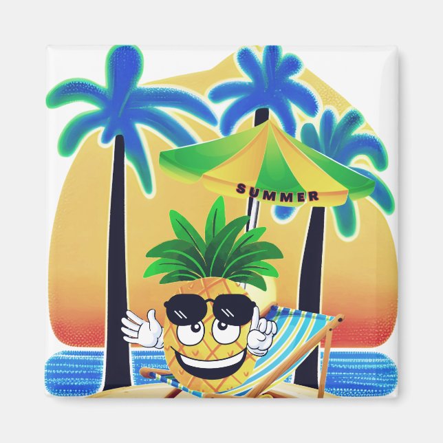 PINEAPPLE ON THE BEACH MAGNET (Front)