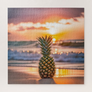 Pineapple on Tropical Beach Jigsaw Puzzle