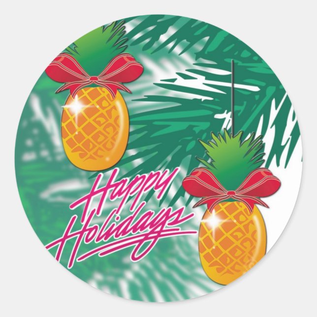 Pineapple Ornament Classic Round Sticker (Front)