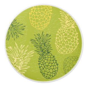 Pineapple Outline Pattern on Green Ceramic Knob