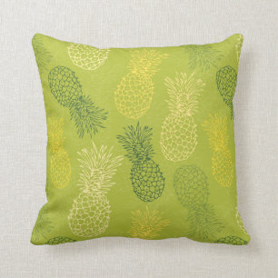 Pineapple Outline Pattern on Green Cushion