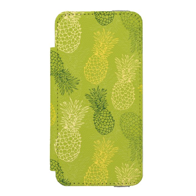 Pineapple Outline Pattern on Green Incipio iPhone Wallet Case (Folio Front)