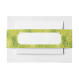 Pineapple Outline Pattern on Green Invitation Belly Band