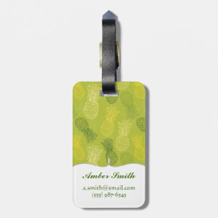 Pineapple Outline Pattern on Green Luggage Tag