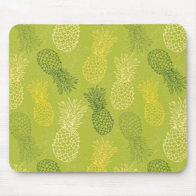 Pineapple Outline Pattern on Green Mouse Mat (Front)