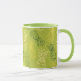Pineapple Outline Pattern on Green Mug