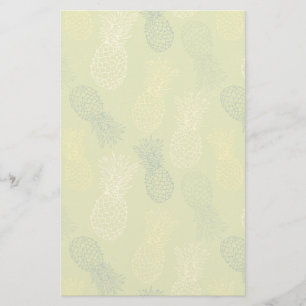 Pineapple Outline Pattern on Green Stationery