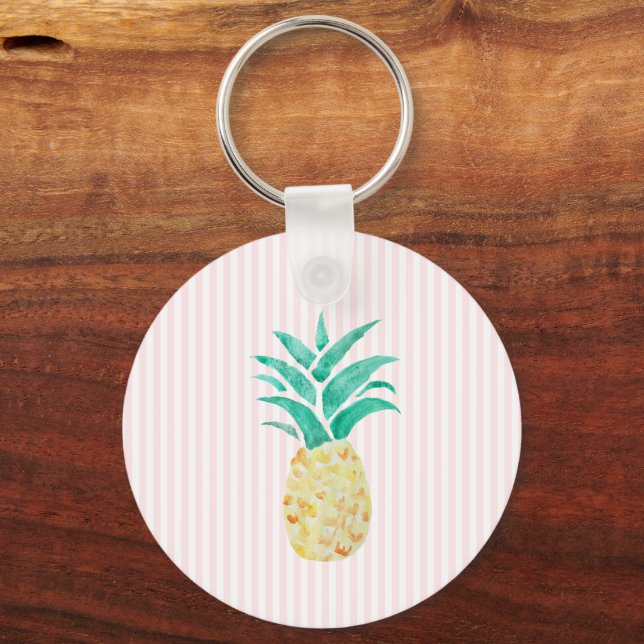 Pineapple Painting Luau Party Key Ring (Front)