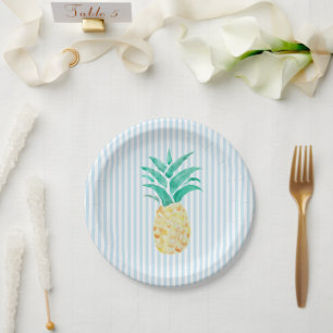Pineapple Painting Luau Party Paper Plate