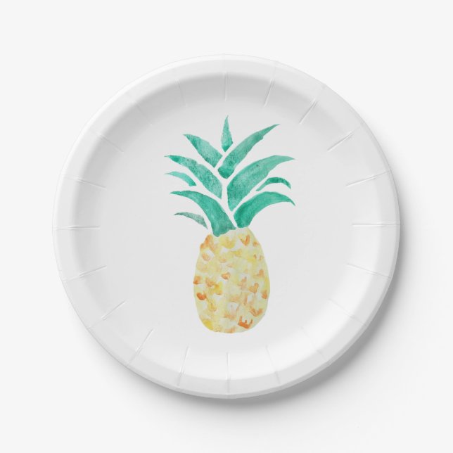 Pineapple Painting Tropical Paper Plate (Front)