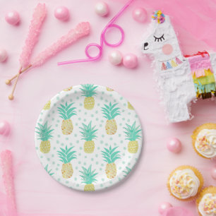 Pineapple Painting Tropical Paper Plate