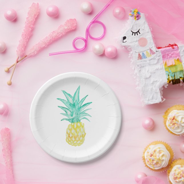 Pineapple Painting Tropical Paper Plate (Party)