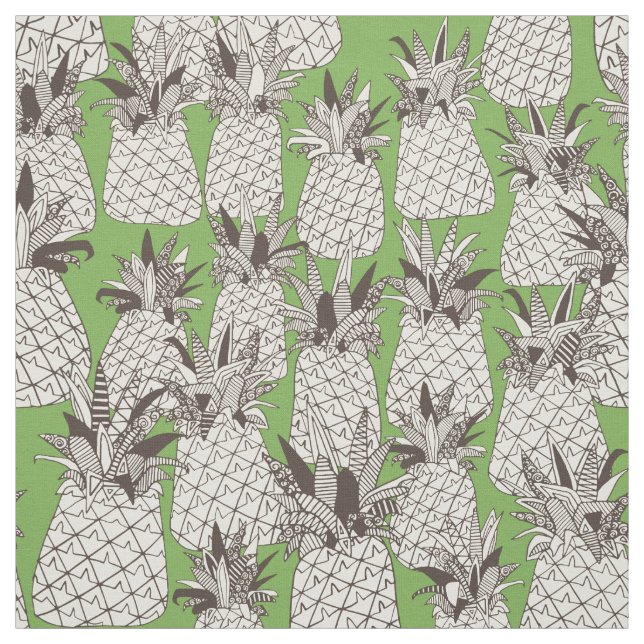 pineapple palm green fabric (Swatch)