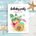 Pineapple Palm Hibiscus Tropical Birthday Party Invitation<br><div class="desc">Time to celebrate! Set a tropical tone for your party with this island-inspired birthday invitation. Featuring a tropical pineapple adorned with palm leaves and exotic hibiscus flowers in coastal coral, pink and turquoise, this invite is perfect for summer celebrations and beach, tiki and luau themed events. Shown as a 21st...</div>