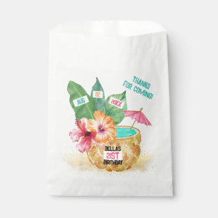 Pineapple Palm Hibiscus Tropical Cocktail Birthday Favour Bags