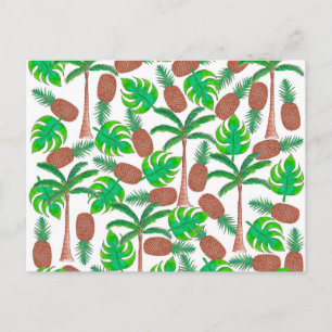 Pineapple Palm Trees and Tropical Summer Leaves Postcard