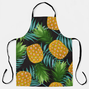 Pineapple Palms Black Tapestry Apron