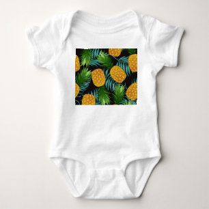 Pineapple Palms Black Tapestry Baby Bodysuit
