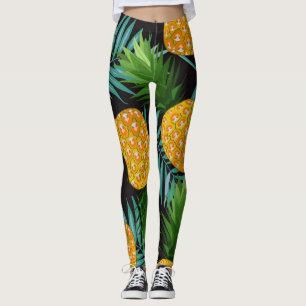 Pineapple Palms Black Tapestry Leggings