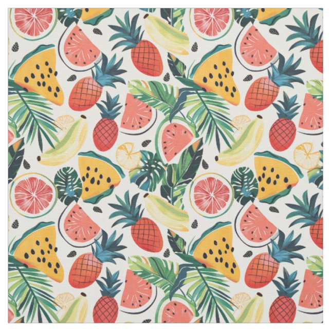 Pineapple & Papaya Pattern Fabric (Swatch)