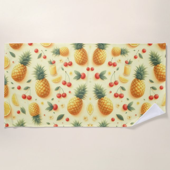 Pineapple Parade Beach Towel (Front)