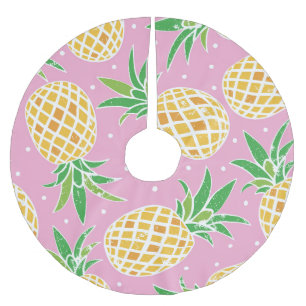 Pineapple Paradise: Tropical Pattern Brushed Polyester Tree Skirt