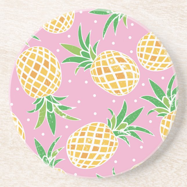 Pineapple Paradise: Tropical Pattern Coaster (Front)
