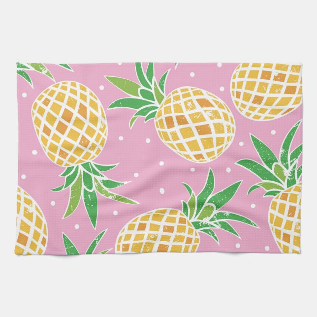 Pineapple Paradise: Tropical Pattern Tea Towel (Horizontal)