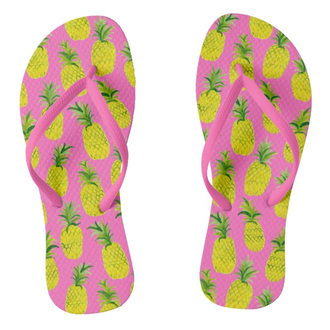 Pineapple Party Pink Flip Flops (Footbed)