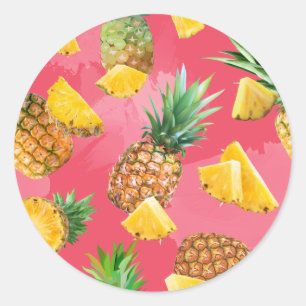 Pineapple Pattern 5 Classic Round Sticker
