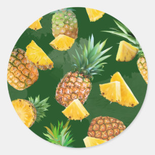 Pineapple Pattern 9 Classic Round Sticker