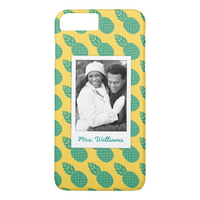 Pineapple Pattern | Add Your Photo & Name Case-Mate iPhone Case (Back)