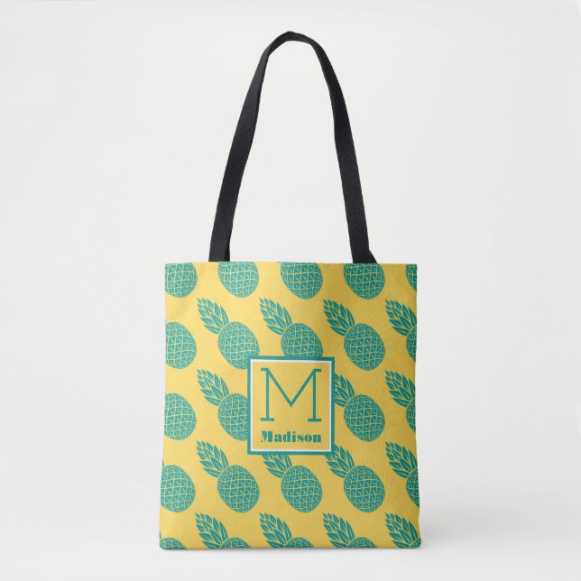Pineapple Pattern | Monogram Tote Bag (Front)